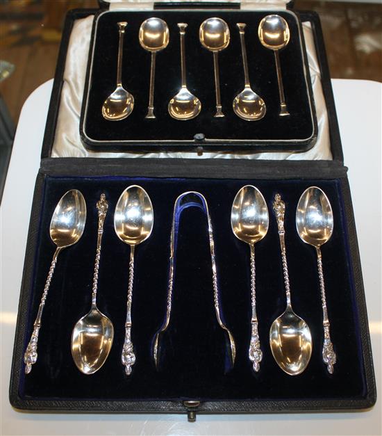 2 cased silver coffee spoon sets